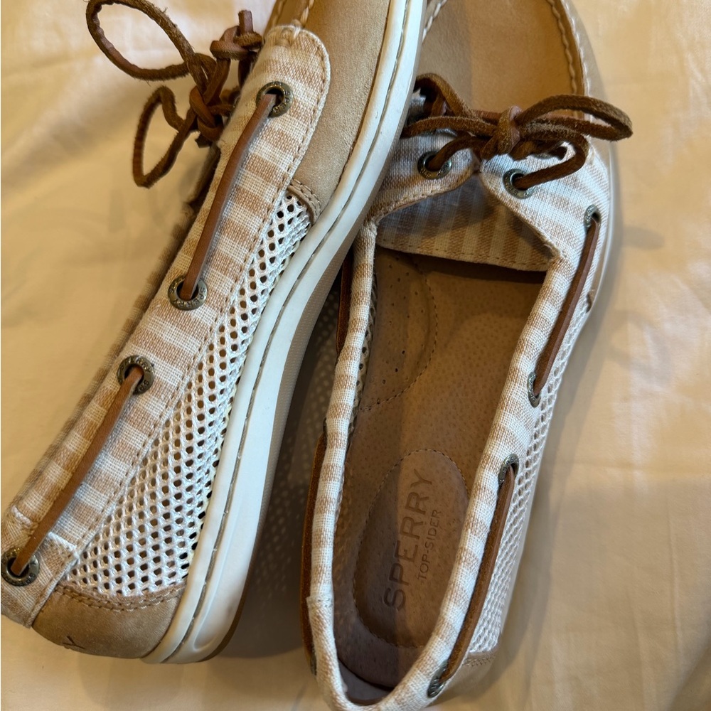 Sperry Women's Top Sider - Beige and Cream Boat Shoes